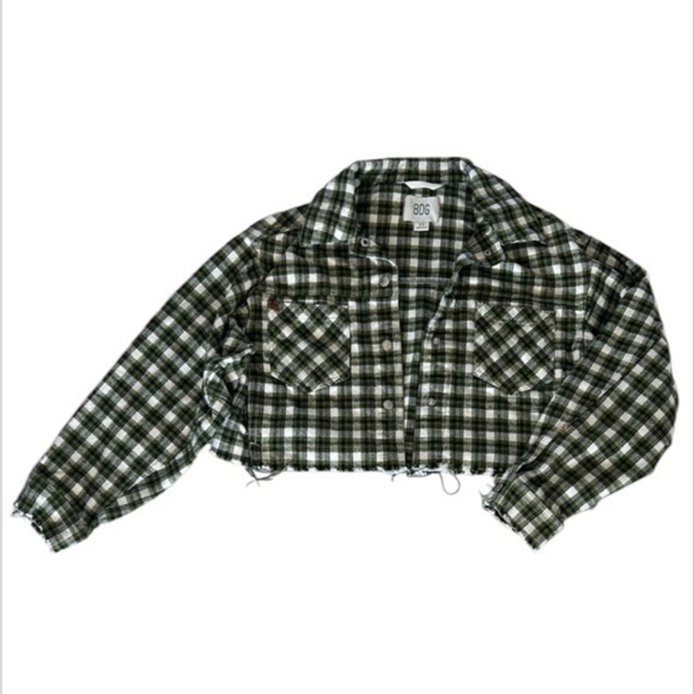 BDG Urban Outfitters Green Plaid Cropped Jacket size small